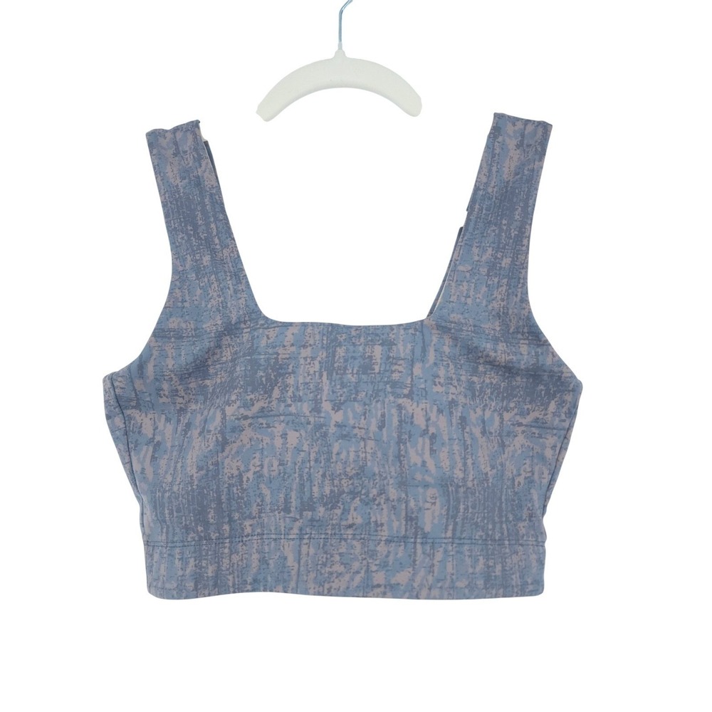 Varley Blue and Light Pink Patterned Sports Bra